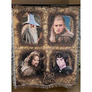 Lord Of The Rings Tapestry Throw Blanket Gandalf Legolas Aragorn Frodo 59" x 48"